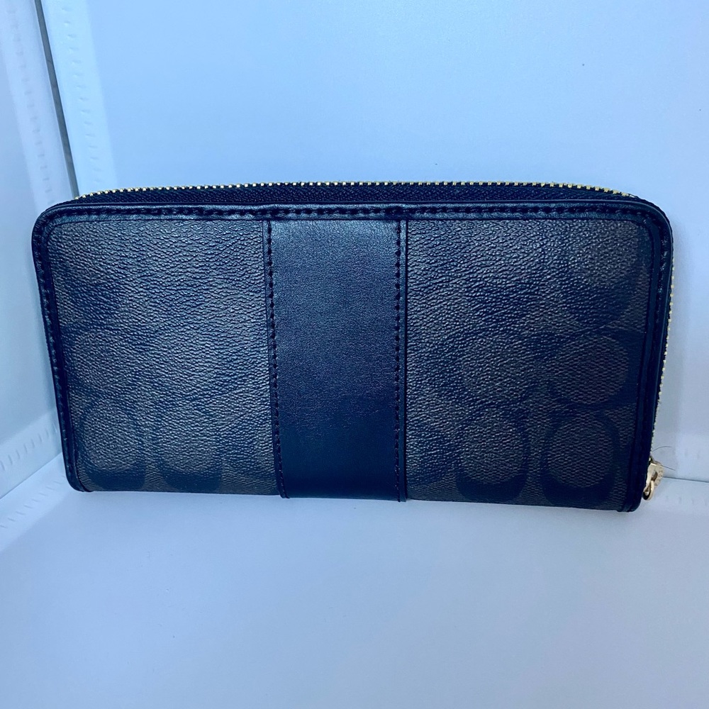 💯🔲NEW🔲Coach long zip round wallet/full size/leather - Picture 2 of 6